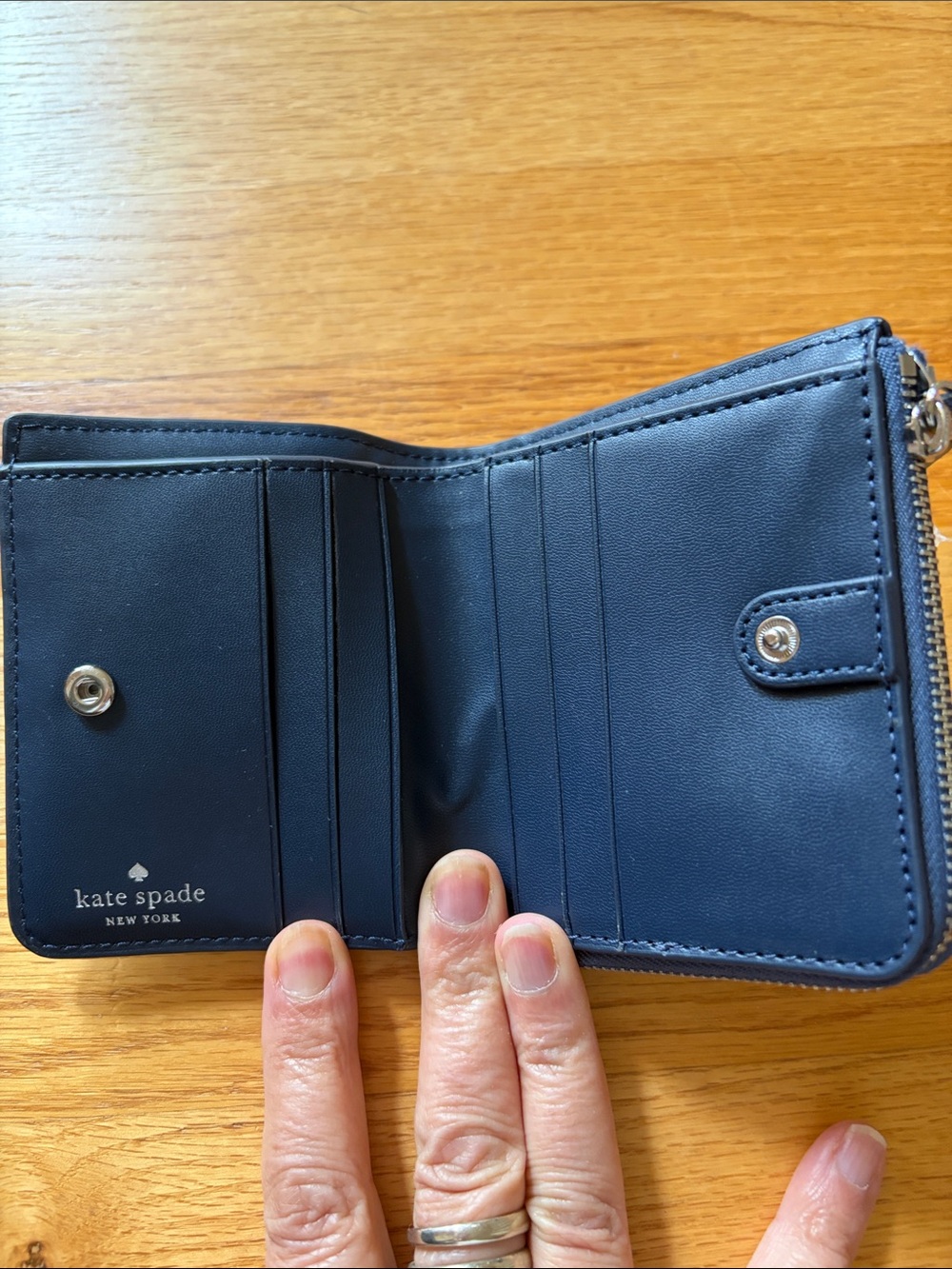 kate spade Silver Purple and Navy Glitter Zip Wallet - Picture 3 of 5